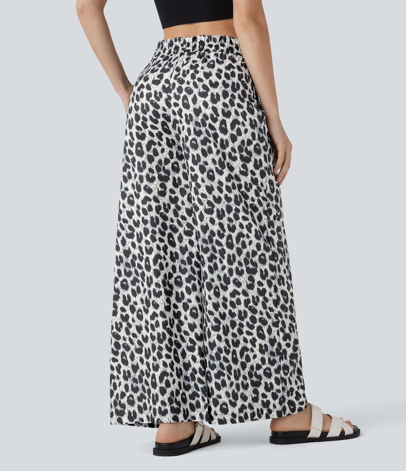 Lisette | Casual Broek Met Hoge Tailleband & Luipaardprint