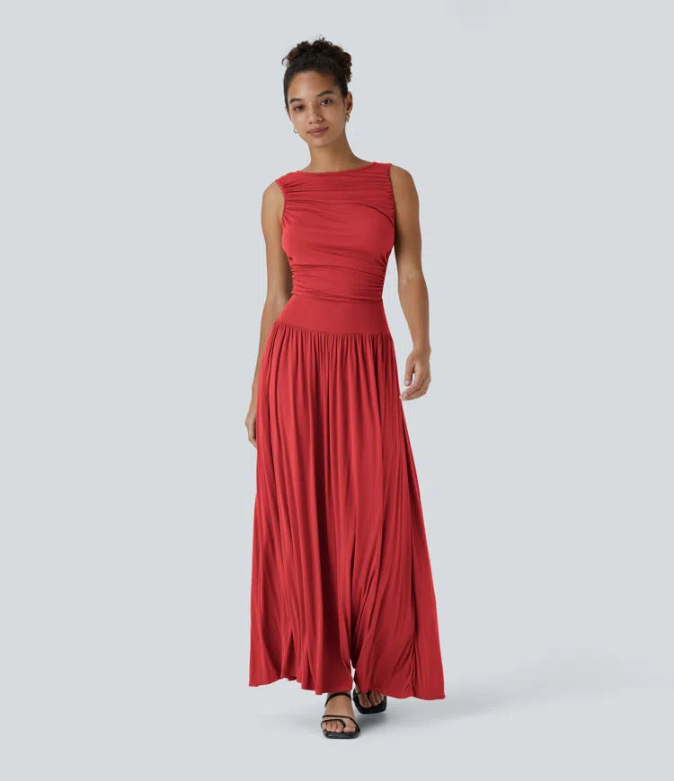 Mandy | Elegante & Comfortabele Maxi Jurk met Ruches en Steekzakken