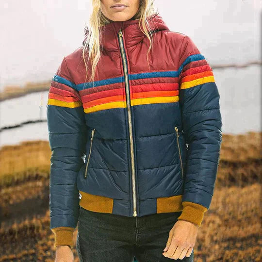 Ines | Retro jas met bontkap