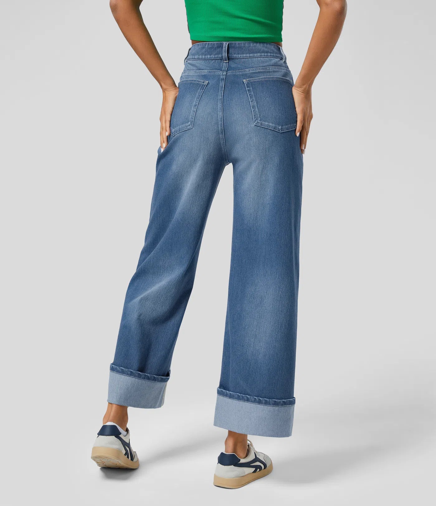 Manouk | Wijde Jeans Met Hoge Taille En Gerolde Zoom