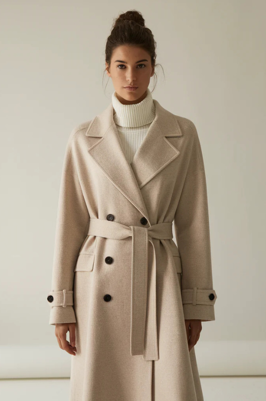 Lotte | Lange Kasjmier Trenchcoat Jas