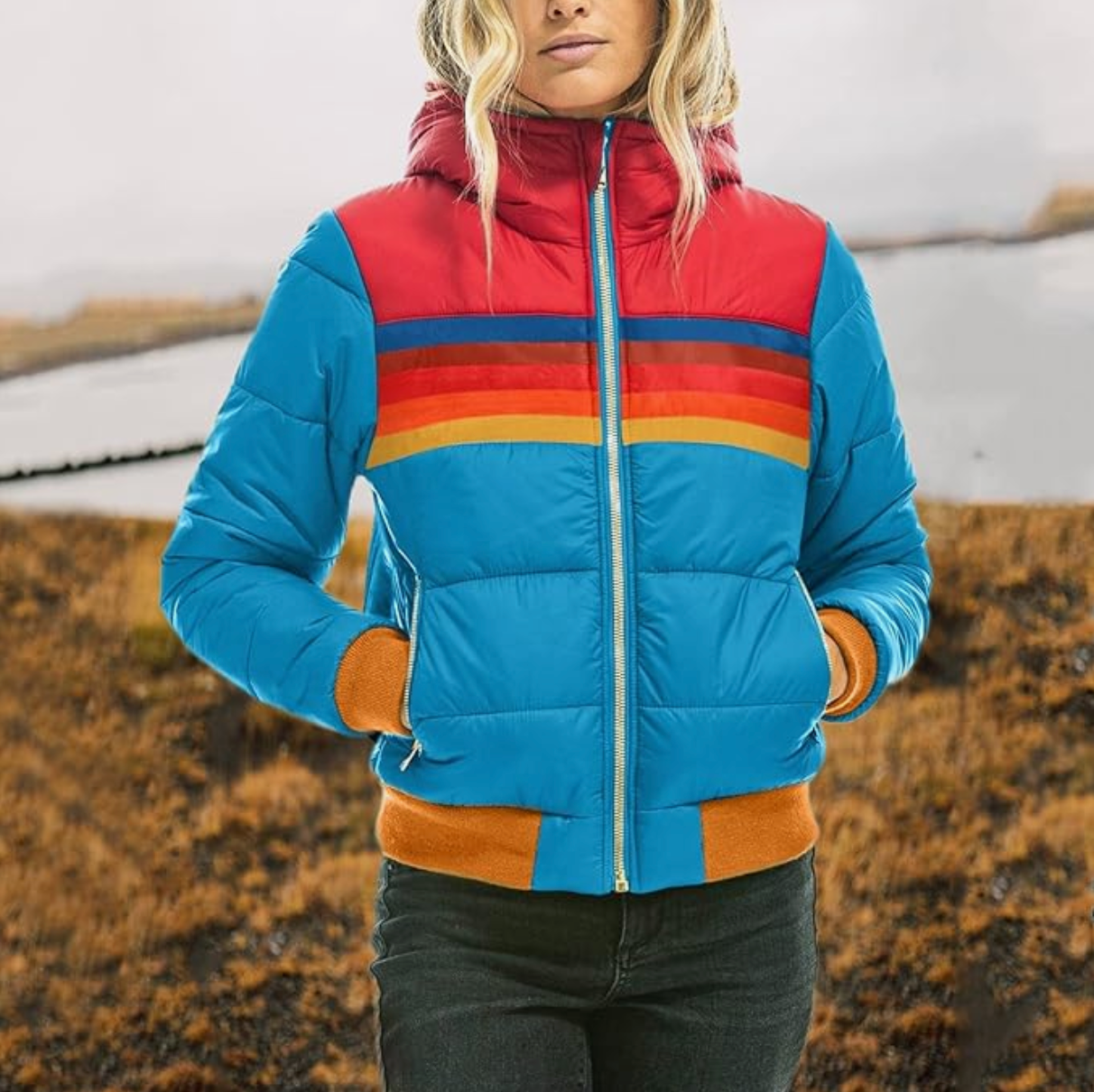 Ines | Retro jas met bontkap